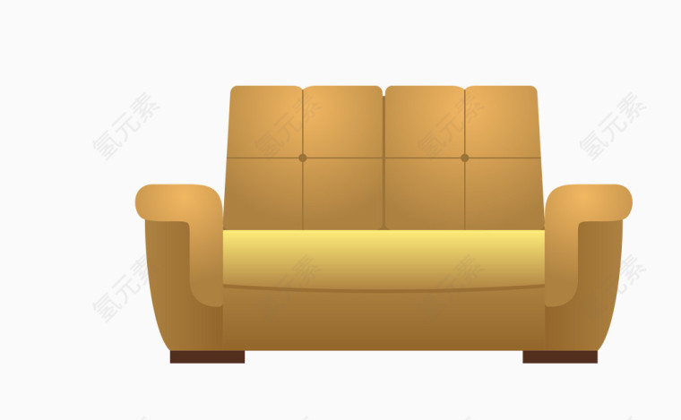 矢量黄色双人沙发