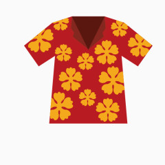 红色花纹热带短袖