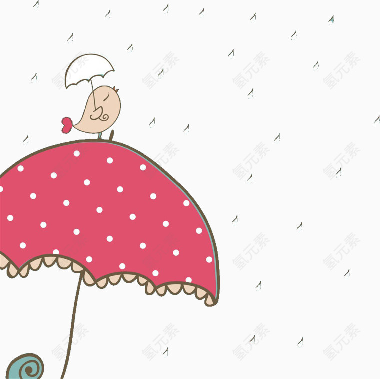 站在雨伞上的小鸟