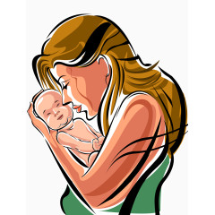 母亲节母抱婴插画1