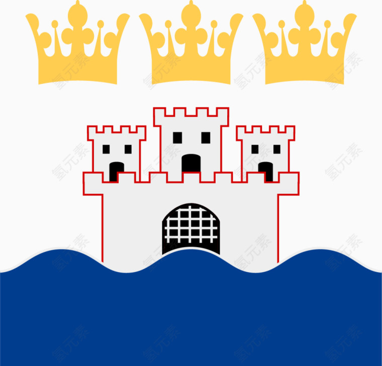 矢量海上的城堡插图