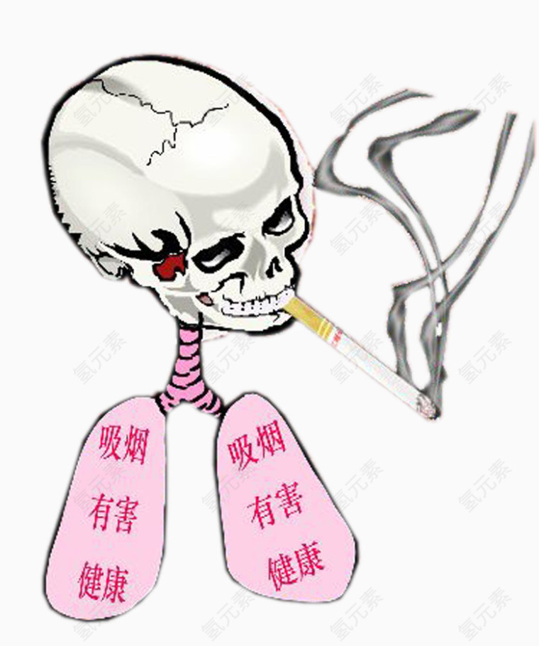 吸烟有害健康骷髅头吸烟