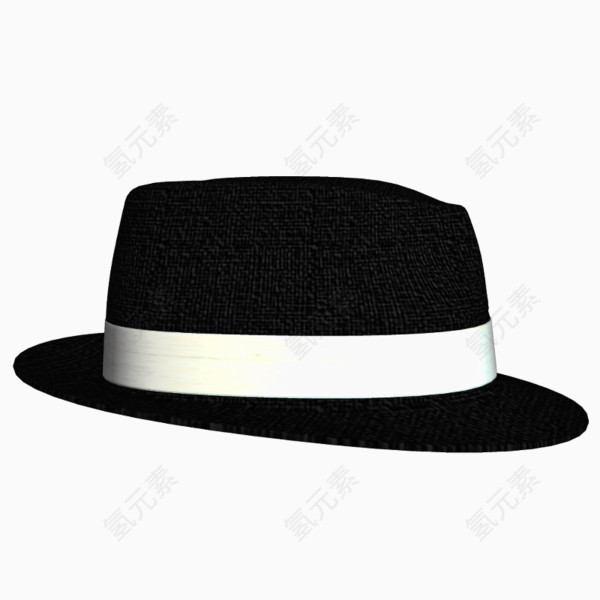 黑色黑帮宽边白边帽子