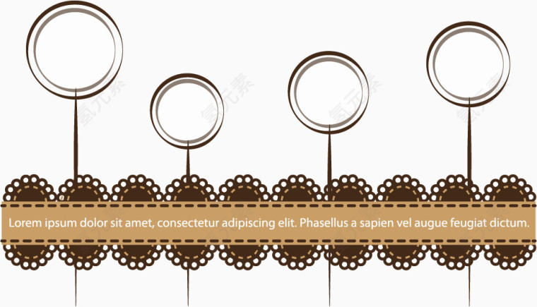 矢量棕色边框花边图案