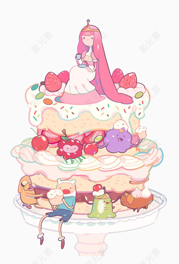 卡通粉色蛋糕派