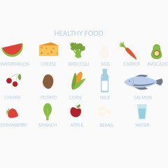 健康扁平食品图标