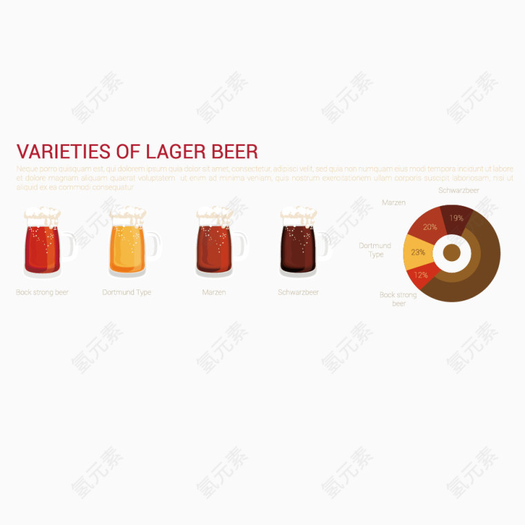 啤酒统计元素信息图表矢量素材