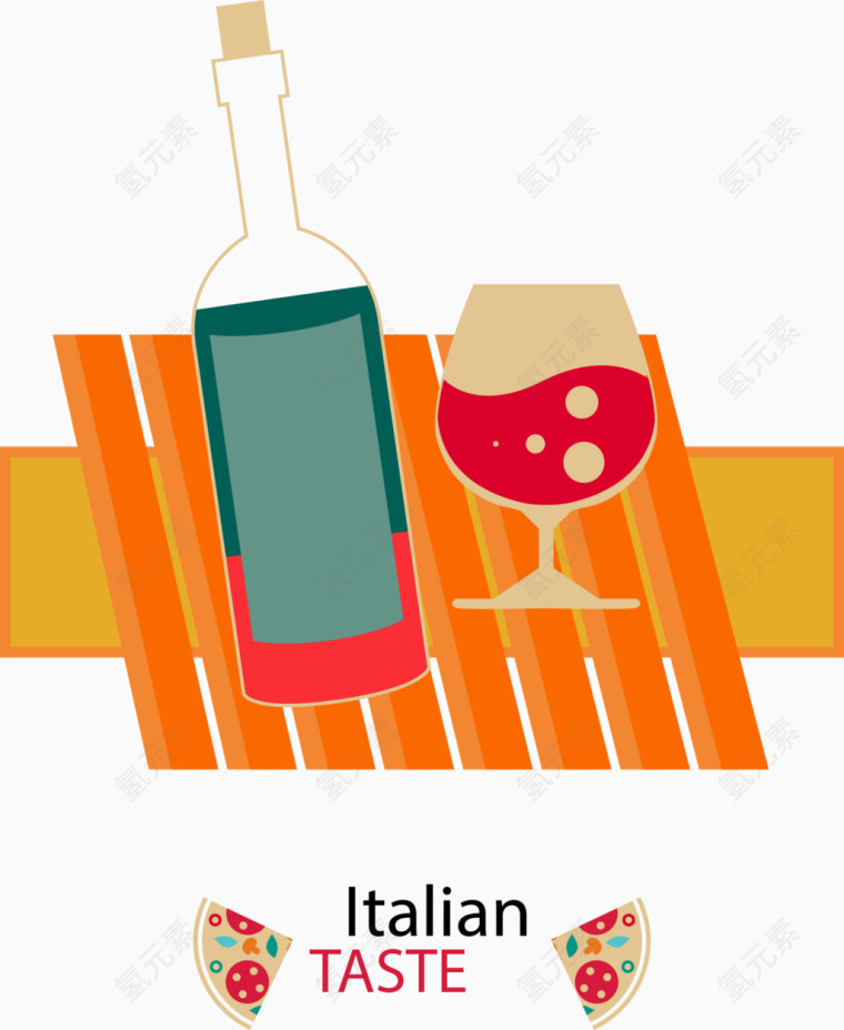 意大利酒插画AI矢量