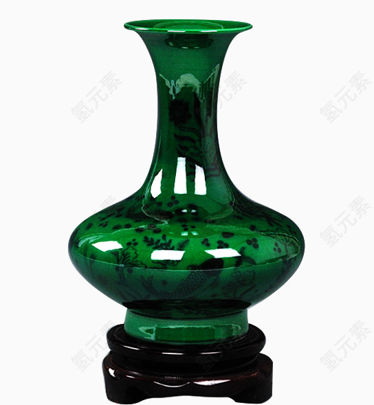 景德镇陶瓷绿釉翡翠花瓶摆件