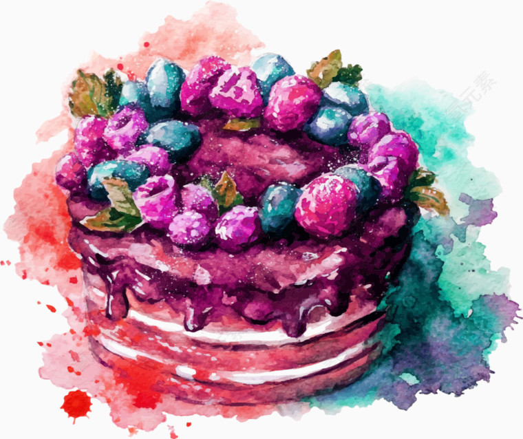 手绘水彩蛋糕