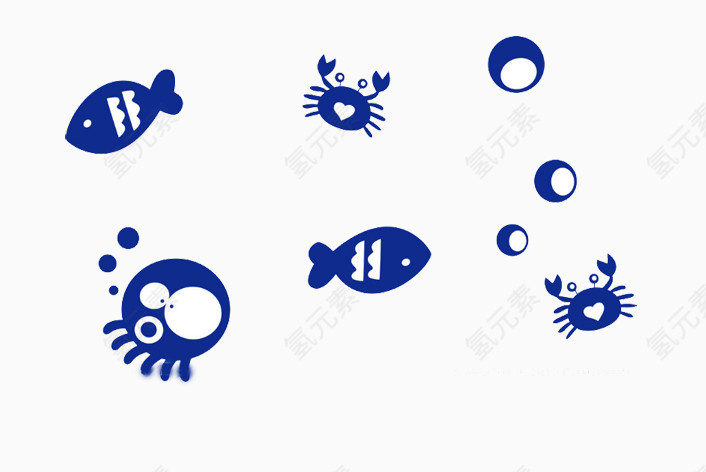 蓝色的章鱼素材图片