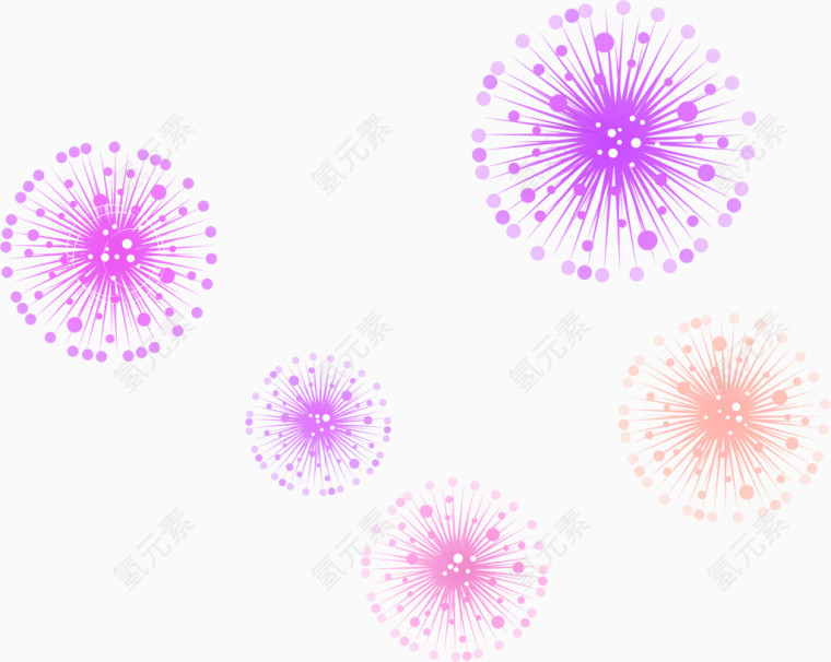 紫色清新烟花效果元素