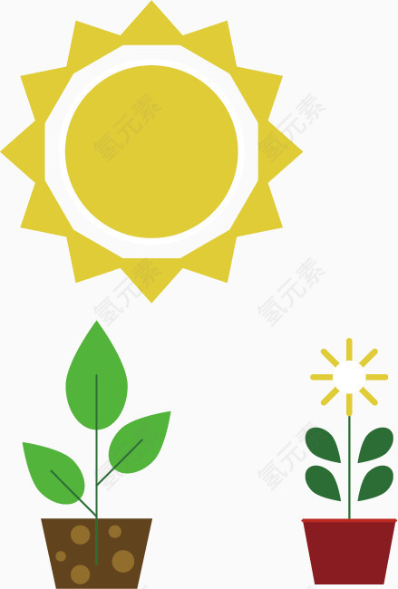 矢量扁平太阳照射植物