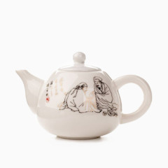 金茶圣白瓷茶壶
