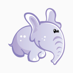 可爱矢量紫色卡通大象