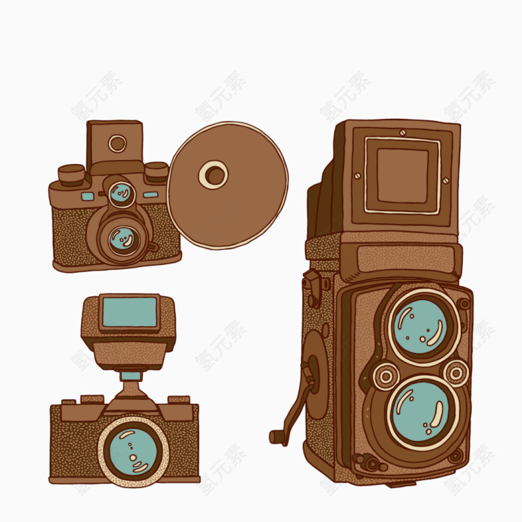 矢量老式古董相机