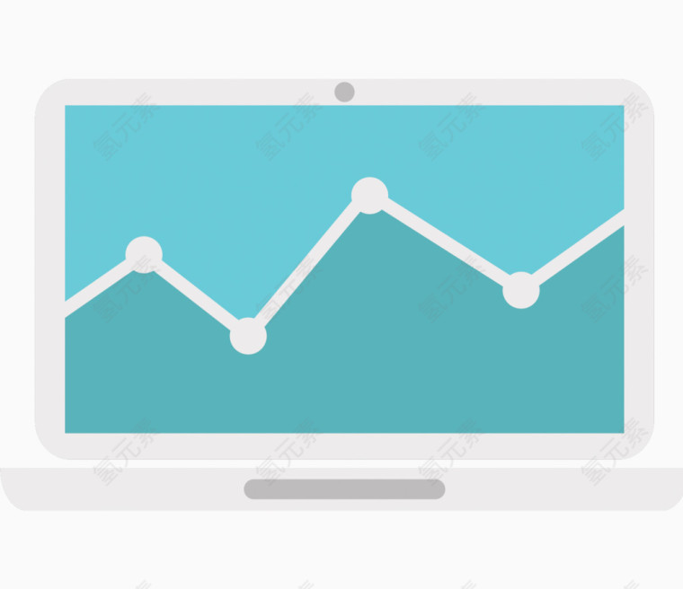 矢量电脑蓝色统计图素材
