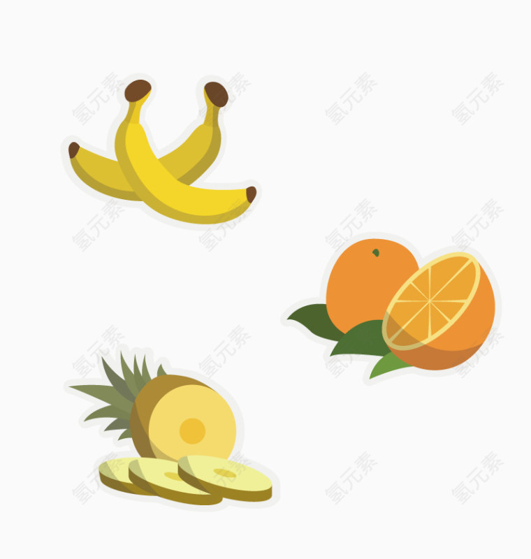 矢量香蕉橙子