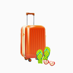 橘色行李箱包旅行矢量图