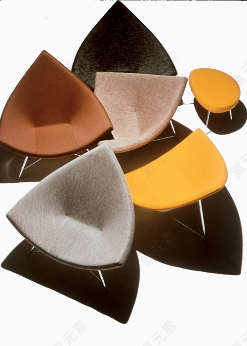 一组彩色不规则装饰休息椅