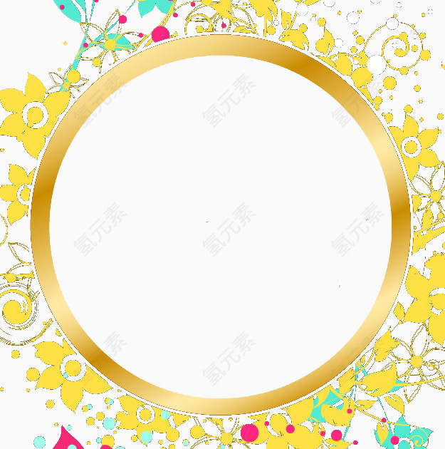 金黄色PPT圆形花边边框