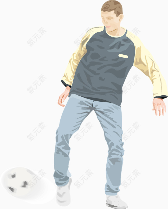 一个踢足球的男生
