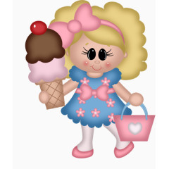可爱卡通蝴蝶结娃娃冰淇淋
