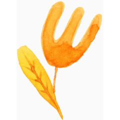 刀叉形橘色植物素材