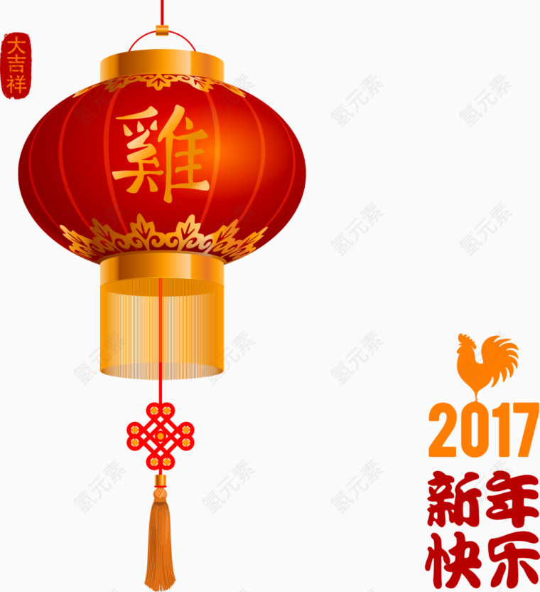 矢量2017鸡年灯笼