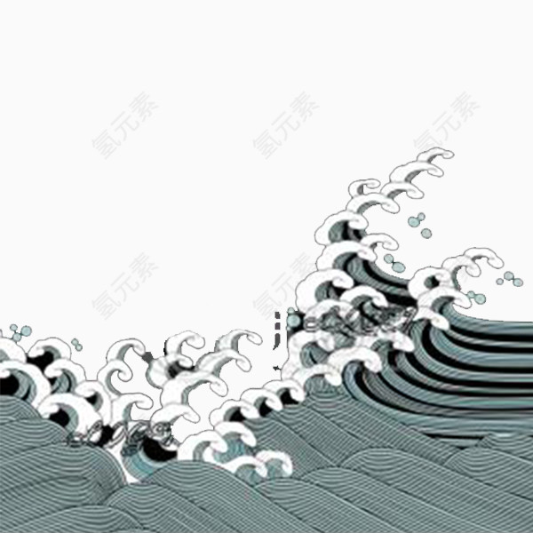 日式复古海浪花纹
