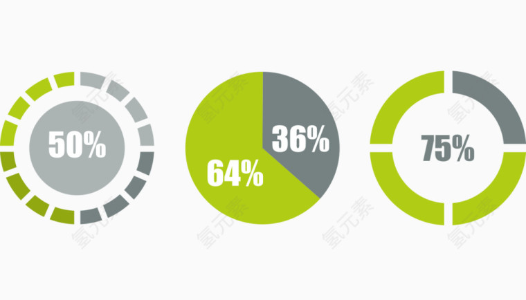 矢量ppt素材数据比例圆环3个