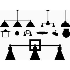 吊灯吊顶剪影矢量图