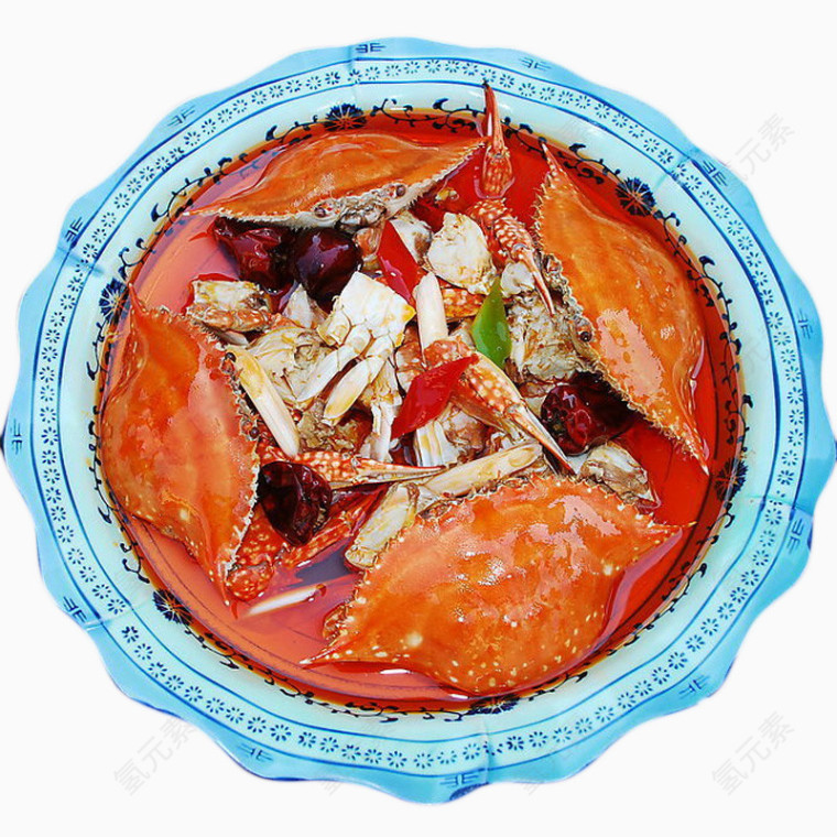 熟梭子蟹汤锅