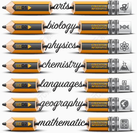 矢量时尚铅笔信息图表素材