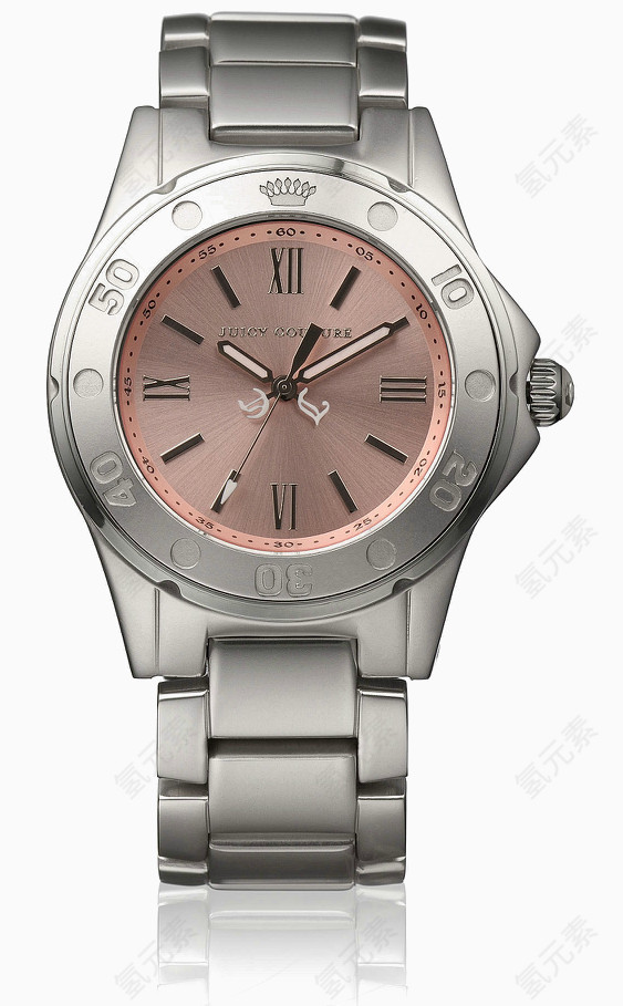 白色精钢粉色表盘手表
