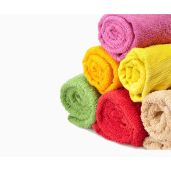 彩色卷起来的毛巾