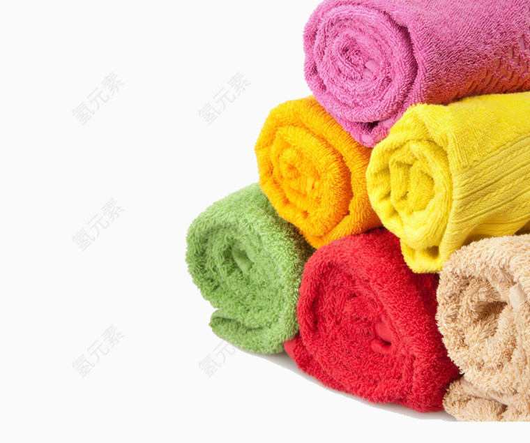 彩色卷起来的毛巾