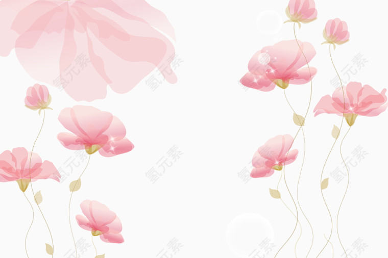 水墨粉色花朵背景
