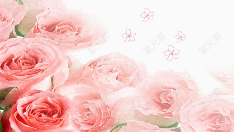渐变透明的粉色玫瑰花婚庆装饰