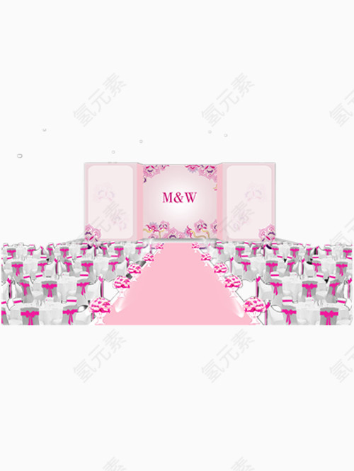 粉色花路引的婚礼效果图