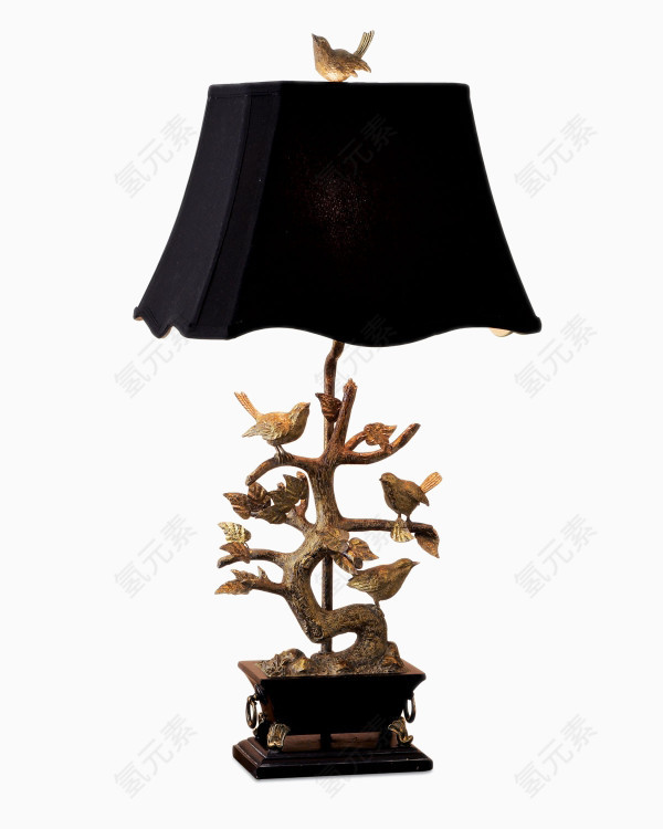 黑色装饰小鸟枝头装饰台灯