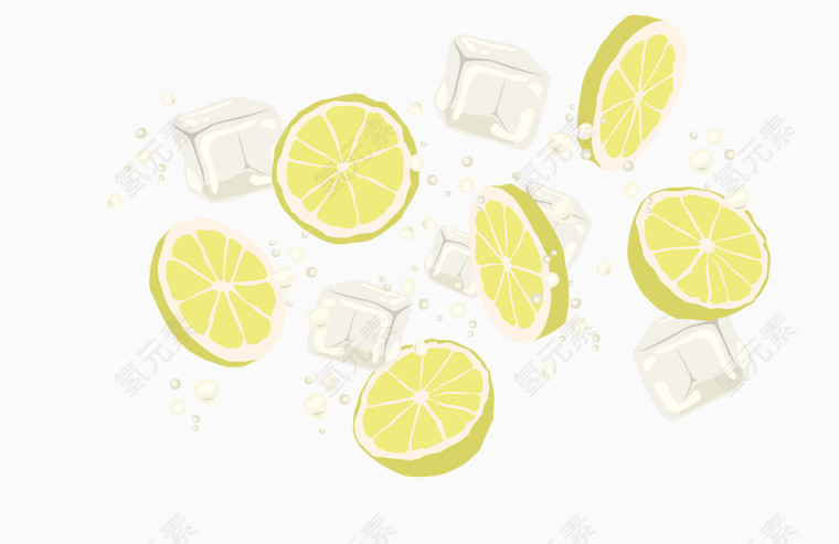 矢量黄色冰柠檬元素
