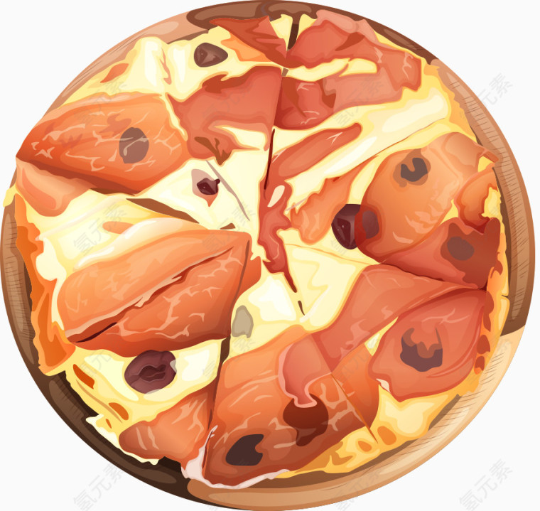 矢量披萨拟真美食美味一盘