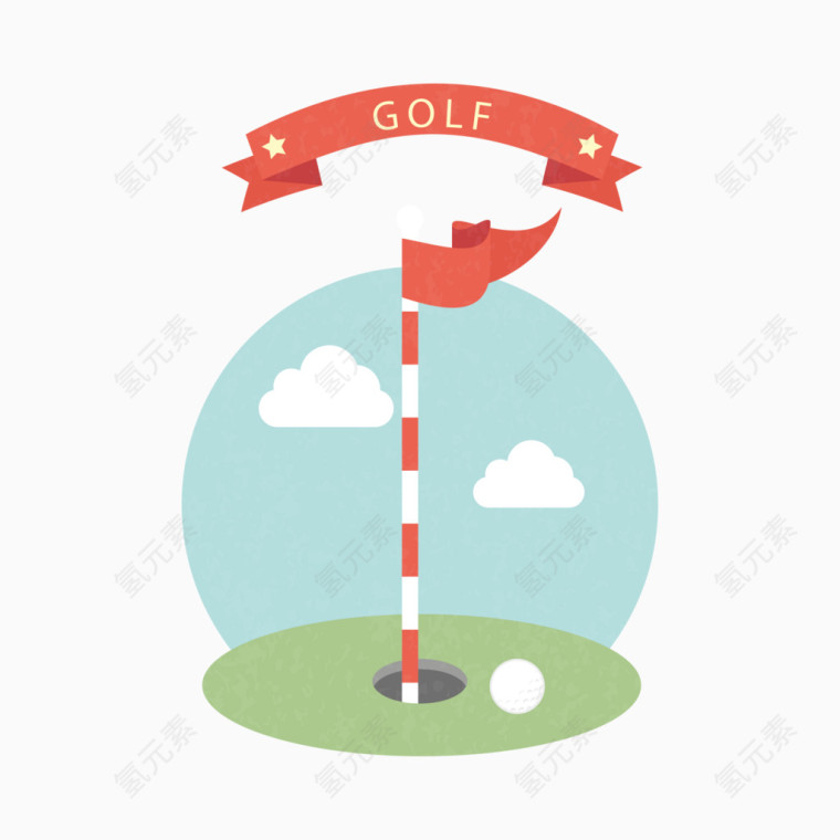 高尔夫球洞和果岭旗