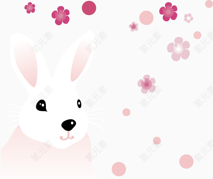 矢量兔子和花朵图案
