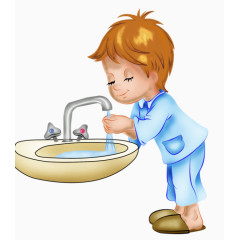 卡通洗手的男孩