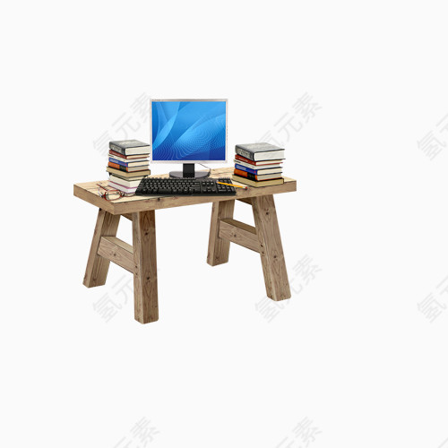 桌子上的书与电脑