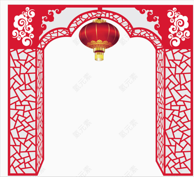 红色中式拱门