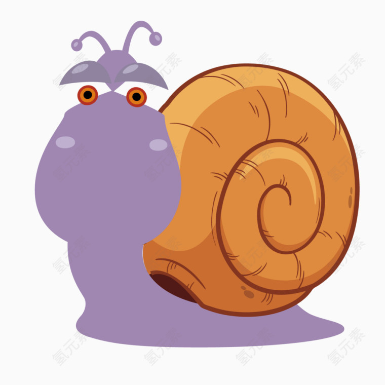 矢量动物卡通黄色蜗牛