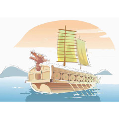 绘画韩国海龟船